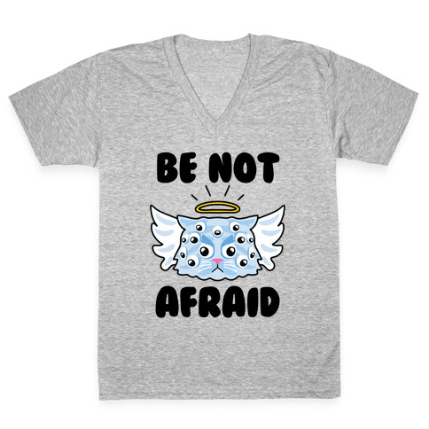 Be Not Afraid (Angel Cat) V-Neck Tee Shirt