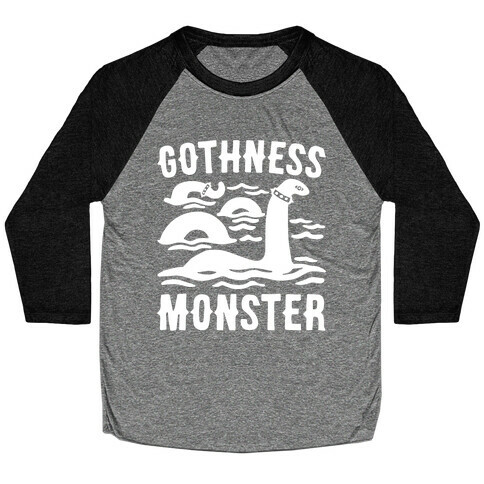 Gothness Monster Parody White Print Baseball Tee