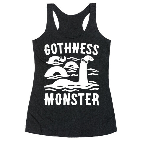 Gothness Monster Parody White Print Racerback Tank Top