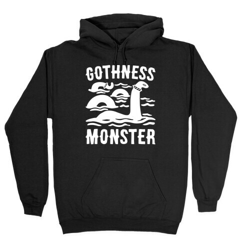 Gothness Monster Parody White Print Hooded Sweatshirt