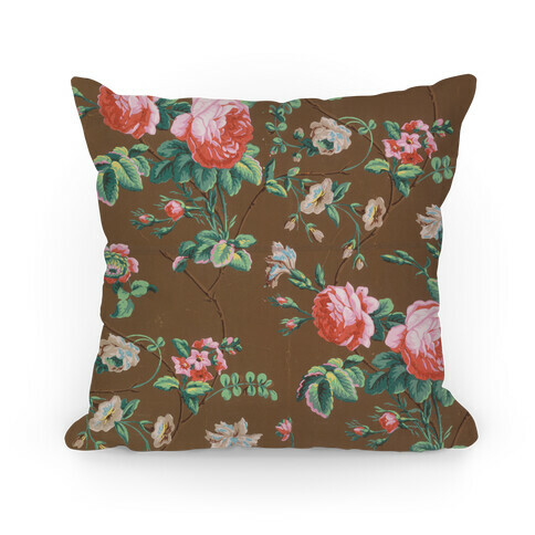 Vintage Floral Wallpaper Pillow Pillow