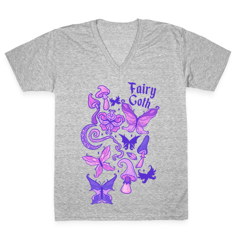Fairy Goth Pattern V-Neck Tee Shirt