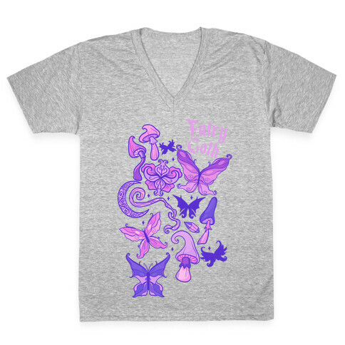 Fairy Goth Pattern V-Neck Tee Shirt
