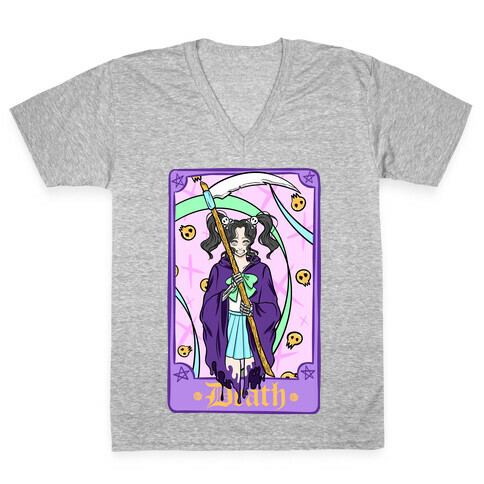 Pastel Goth Death Tarot Card V-Neck Tee Shirt