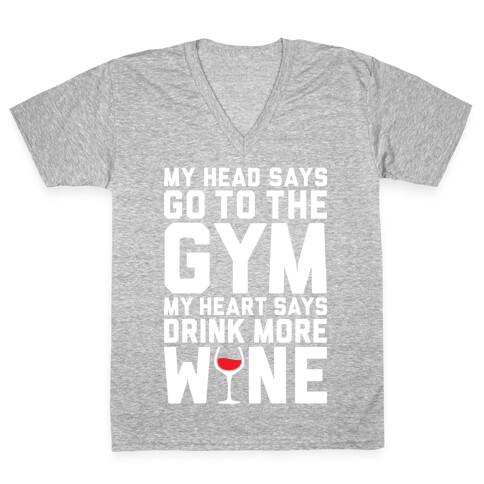 Gym Versus Wine V-Neck Tee Shirt