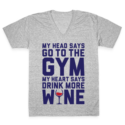 Gym Versus Wine V-Neck Tee Shirt