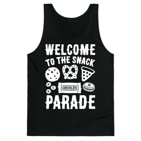 Welcome to The Snack Parade Parody White Print Tank Top