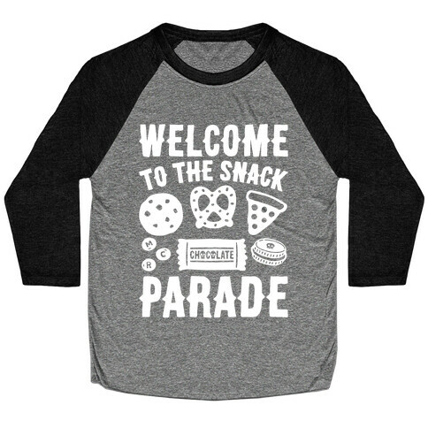 Welcome to The Snack Parade Parody White Print Baseball Tee