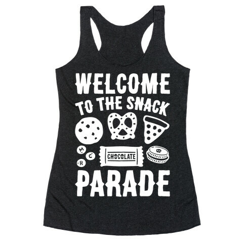 Welcome to The Snack Parade Parody White Print Racerback Tank Top