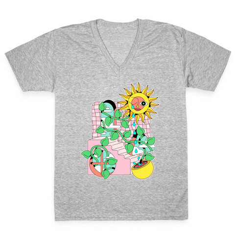 Trippy Sunflower Shower  V-Neck Tee Shirt