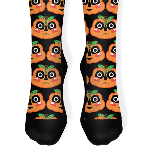 Scared Pumpkin Pattern Sock