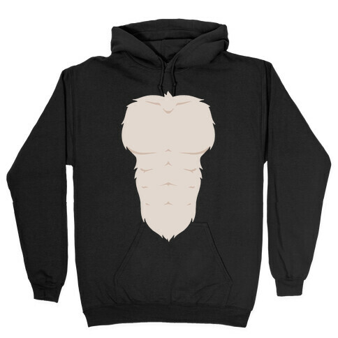 Ripped Furry Chest Hooded Sweatshirt