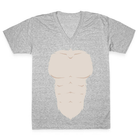 Ripped Furry Chest V-Neck Tee Shirt