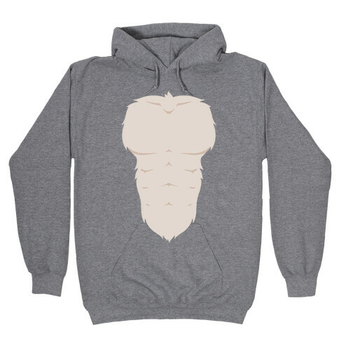 Ripped Furry Chest Hooded Sweatshirt