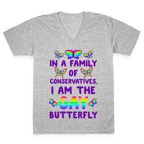 I Am the Gay Butterfly V-Neck Tee Shirt