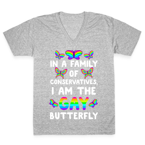 I Am the Gay Butterfly V-Neck Tee Shirt