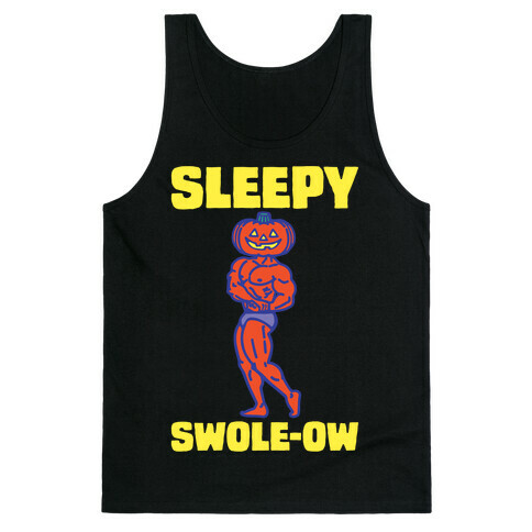 Sleep Swole-ow Parody White Print Tank Top