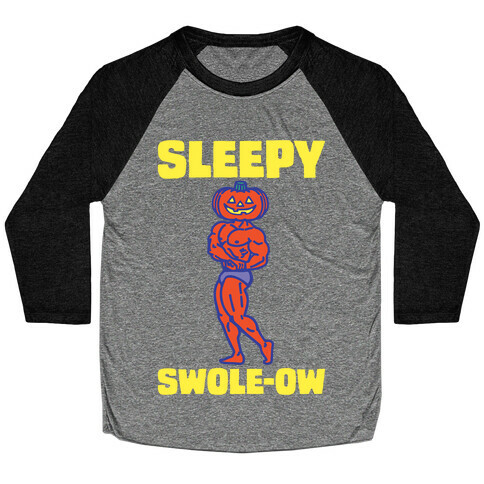 Sleep Swole-ow Parody White Print Baseball Tee