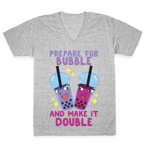 Prepare For Bubble And Make It Double V-Neck Tee Shirt