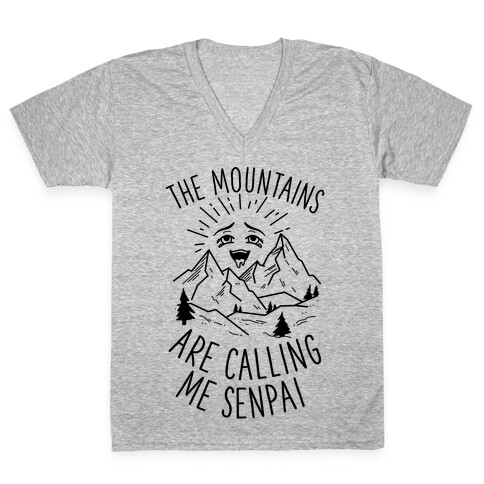 The Mountains Are Calling Me Senpai V-Neck Tee Shirt
