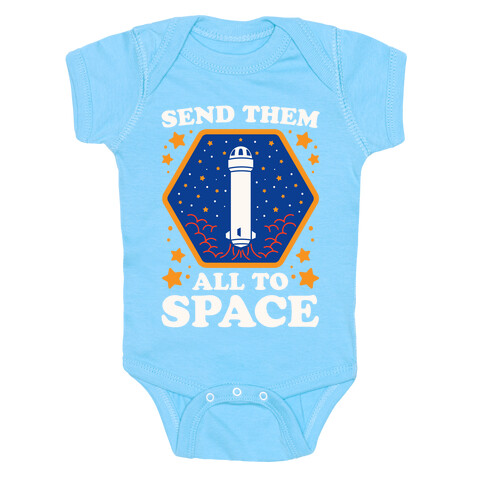 Send Them All To Space White Print Baby One-Piece