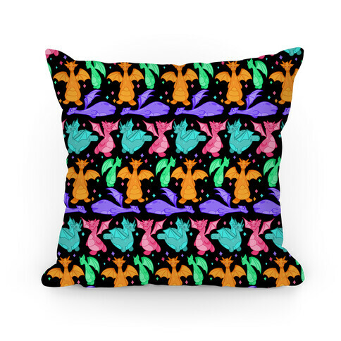 Colorful Dragons Pillow