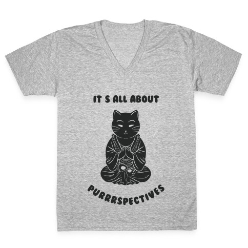 It's All About Purrrspectives (black) V-Neck Tee Shirt