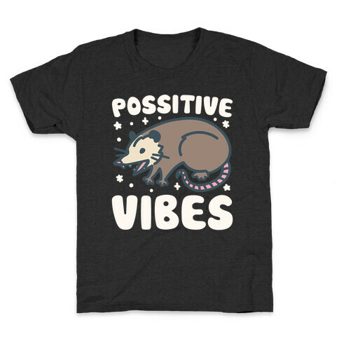 Possitive Vibes Opossum White Print Kids T-Shirt
