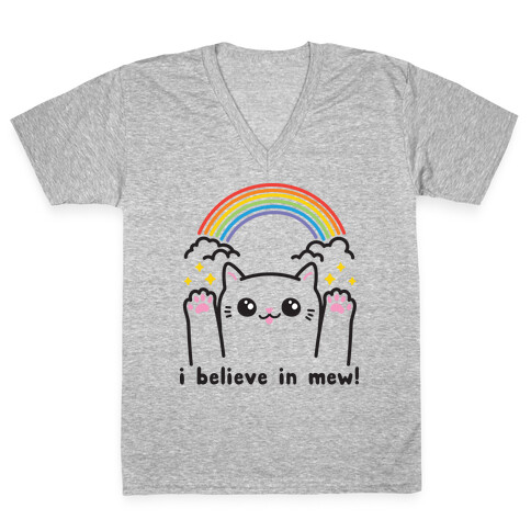 I Believe In Mew! Cat V-Neck Tee Shirt