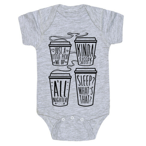 Coffee Sizes For The Restless Baby One-Piece