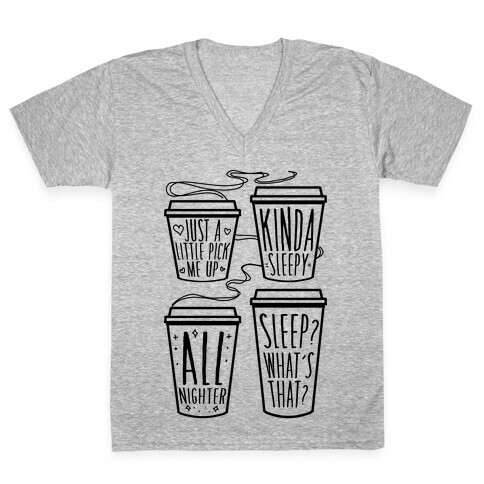 Coffee Sizes For The Restless V-Neck Tee Shirt