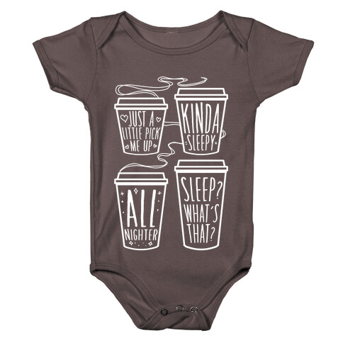 Coffee Sizes For The Restless Baby One-Piece