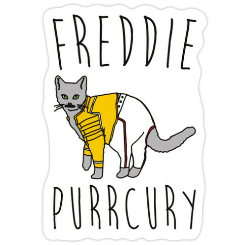 Freddie Purrcury Cat Parody Die Cut Sticker