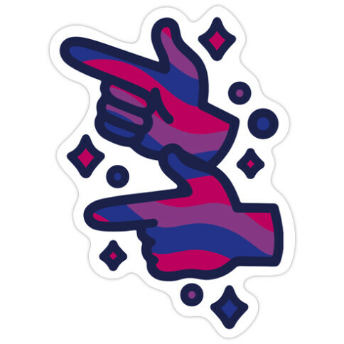 Bisexual Pride Finger Guns  Die Cut Sticker