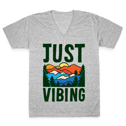 Just Vibing Mountains V-Neck Tee Shirt