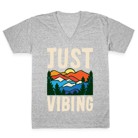 Just Vibing Mountains V-Neck Tee Shirt