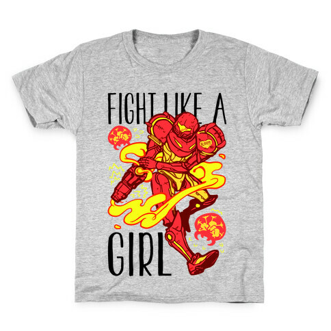 Fight Like A Girl Samus Parody Kids T-Shirt