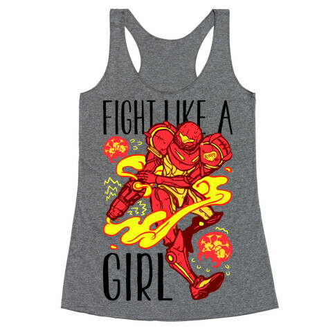 Fight Like A Girl Samus Parody Racerback Tank Top