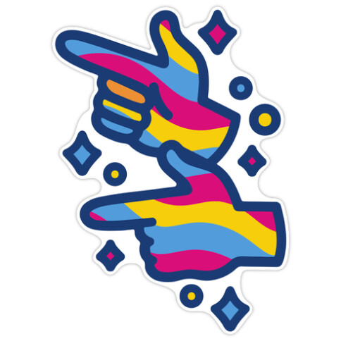 Pansexual Pride Finger Guns Die Cut Sticker