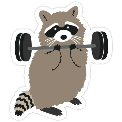 I Workout So I Can Eat Garbage Raccoon Die Cut Sticker