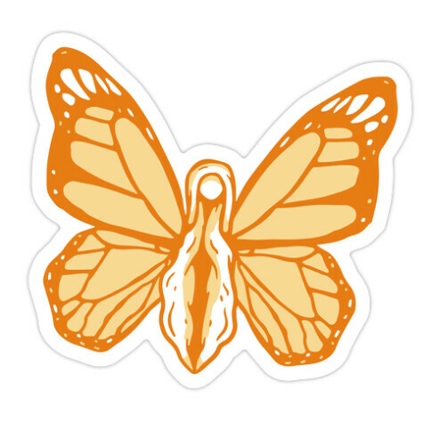 Yellow Butterfly Vagina Die Cut Sticker