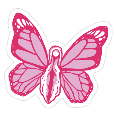 Pink Butterfly Vagina  Die Cut Sticker