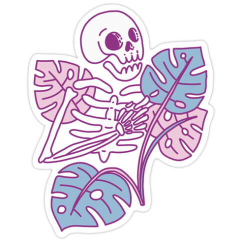 Monstera Skeleton Die Cut Sticker