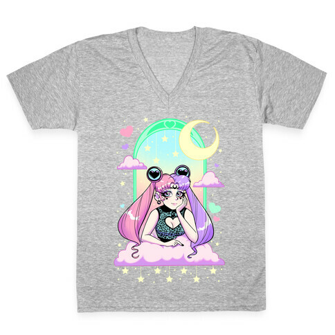 Dreamy Pastel Goth Usagi V-Neck Tee Shirt