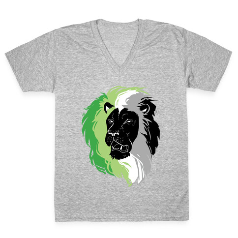 Aromantic Lion Pride V-Neck Tee Shirt