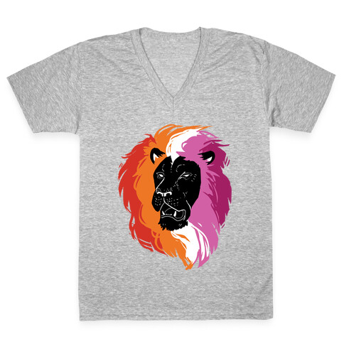 Lesbian Lion Pride V-Neck Tee Shirt