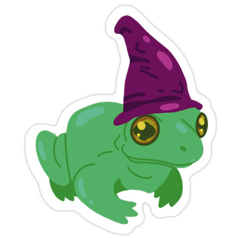 Purple Hat Magical Mushroom Frog Die Cut Sticker