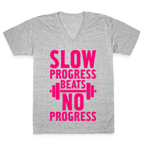 Slow Progress Beats No Progress V-Neck Tee Shirt