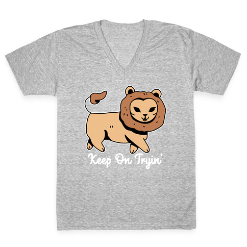 Keep On Trying Lion V-Neck Tee Shirt