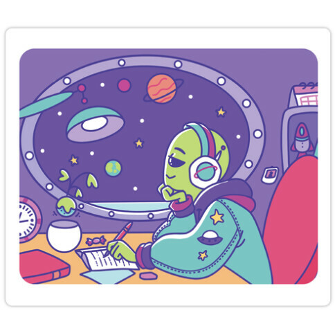 Chillhop Alien Die Cut Sticker